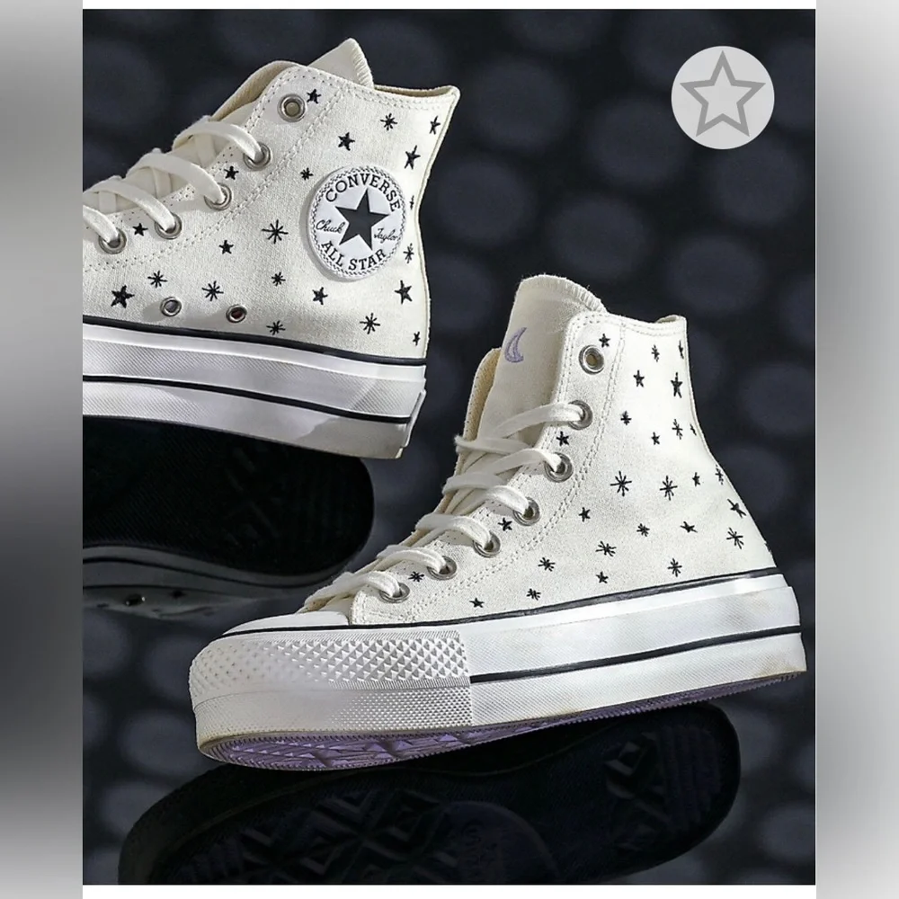 Converse Chuck Taylor All Star Lift Crystal Energy Egret High Top Platform Shoes
